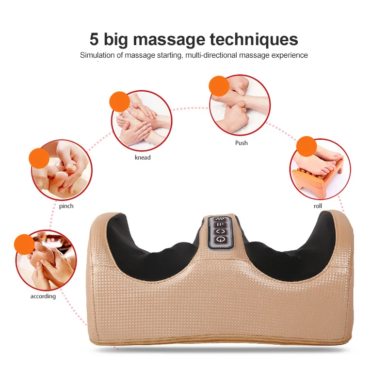 Electric Foot Massager Heating Therpay Shiatsu Kneading Roller Muscle Vibrator Pain Relief Relaxation Hot Compression Foot Spa