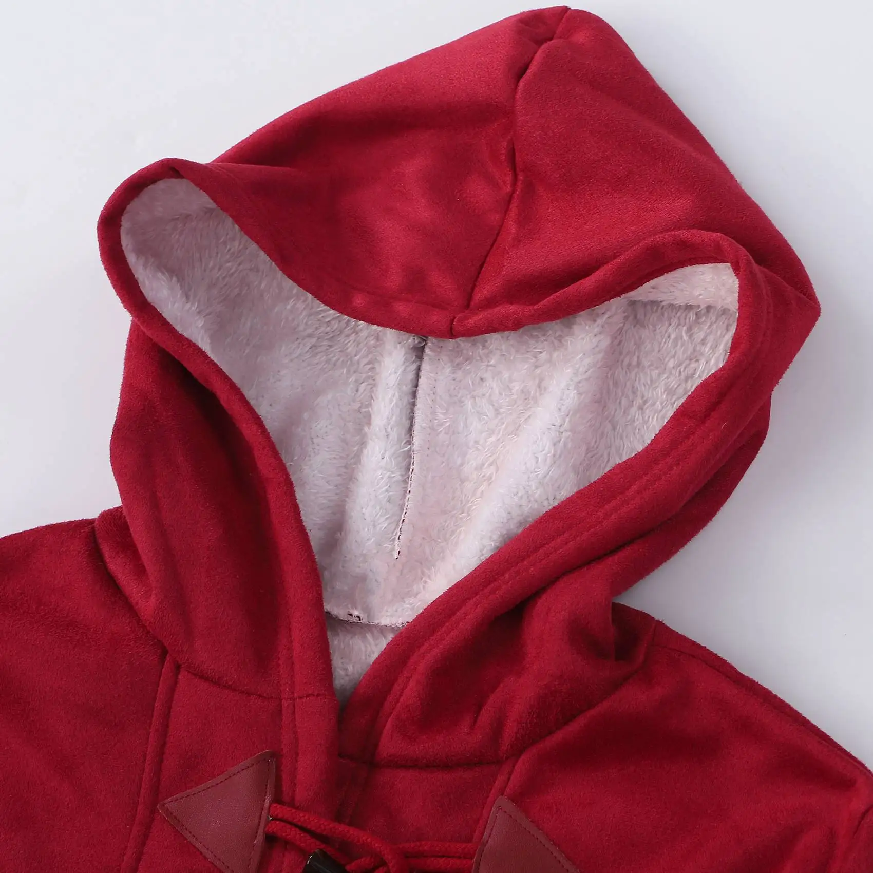 Abrigos de invierno de manga larga de imitación para mujer, chaqueta suelta de doble botonadura, abrigos con bolsillos, rojo vino, L