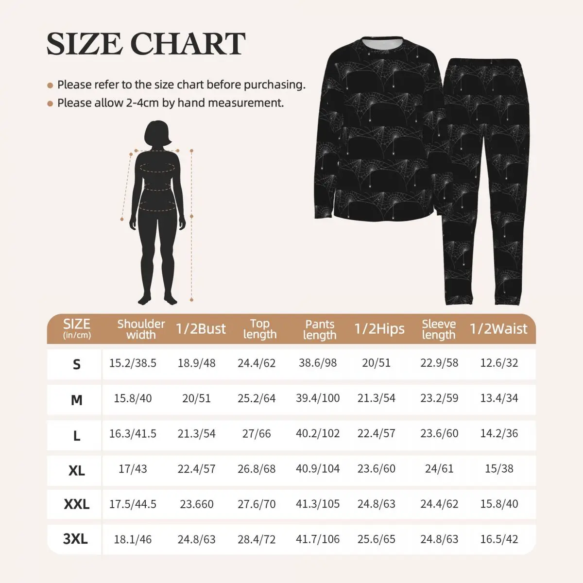 Black White Spider And Cobweb Round Neck Long Sleeves Nightdress for Sleeping Sleepshirts Women Loose Pajama Set Long Pants