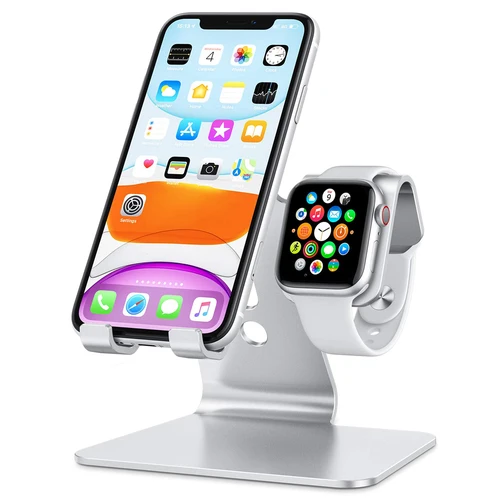 Soporte para Apple Watch - Soporte de escritorio universal 2 en 1 para iPhone 15 14 13 12 11 Todas las series y Apple Watch Series