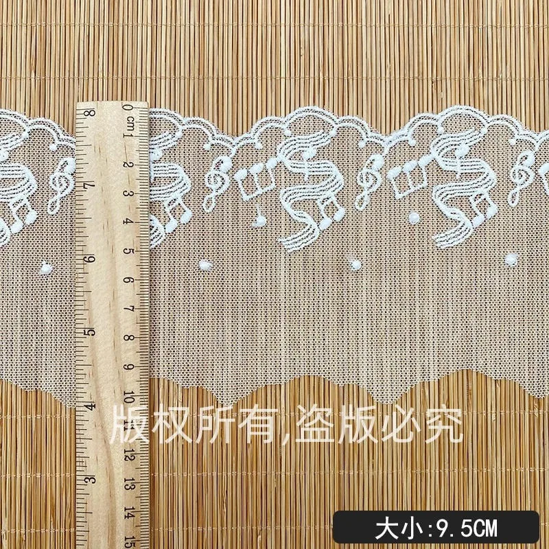 Milk Fiber Lace Trim Music Note Embroidery Net Lace Sewing Dress Skirt Handmade Sewing Lace Trim DIY Craft Supplies Music Gown