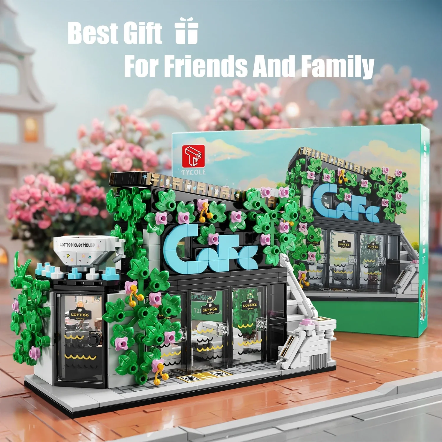 T2070 Street View Series Building Blocks Coffee Shop Flower Shop Children's Assembled Toy Gifts Cross border Wholesale