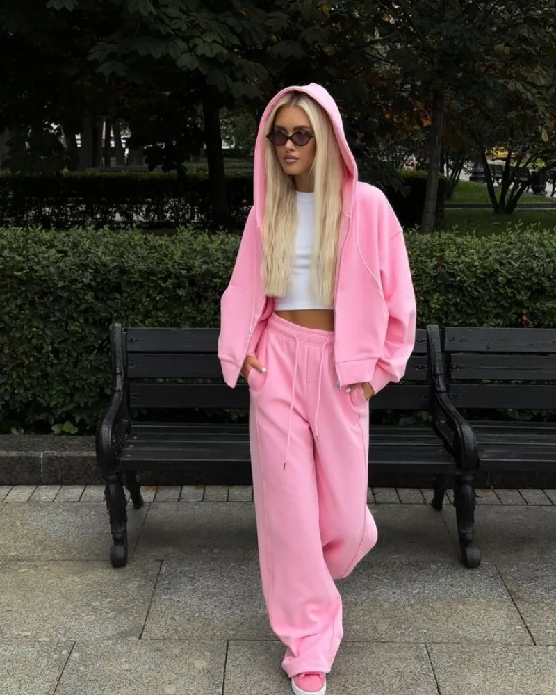 

UNITIM Beautiful Women's Tracksuits Women Pants Suit Ladyies Sporty 2 Piece Sets Hooded Jacket Sportswear Outfits for Female