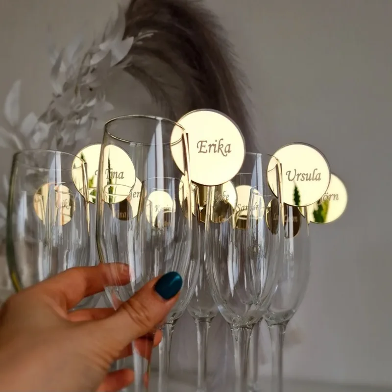 Wedding Place Card Ideas Glass Marker Wine Charm Wedding Drink Tags Champagne Charms Drink Label Glass Charm Disc Name Tags