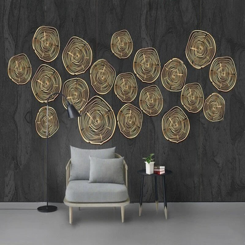Modern Minimalist And Elegant Golden Line Round Ring Stone Pattern Geometric Creative Art TV For The Living Room Background Wall