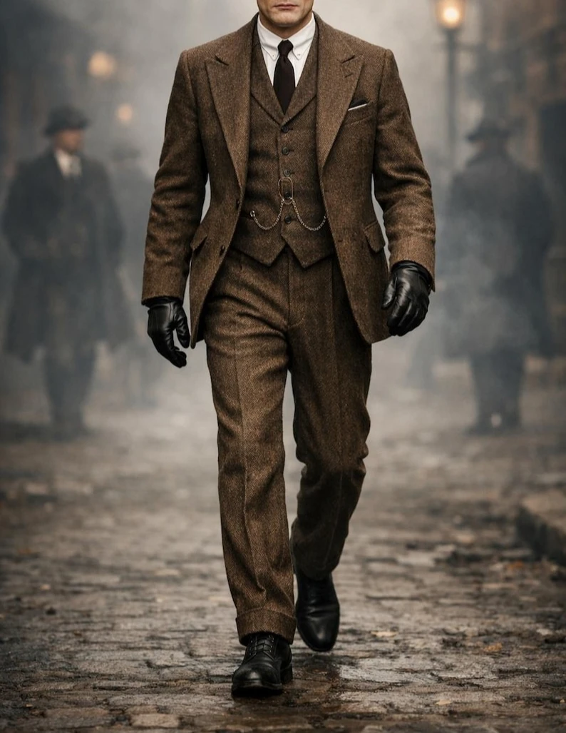 Men's Vintage Brown Tweed 3 Piece Winters Suit  Retro Suit  Custom Tailored Suit