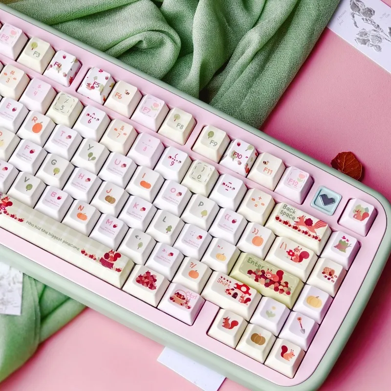 Pinecone Adventure Theme Keycaps Set Customized PBT Sublimation Cherry/MOA Profile Keyboard Cap Mechanical Keyboard Accessories