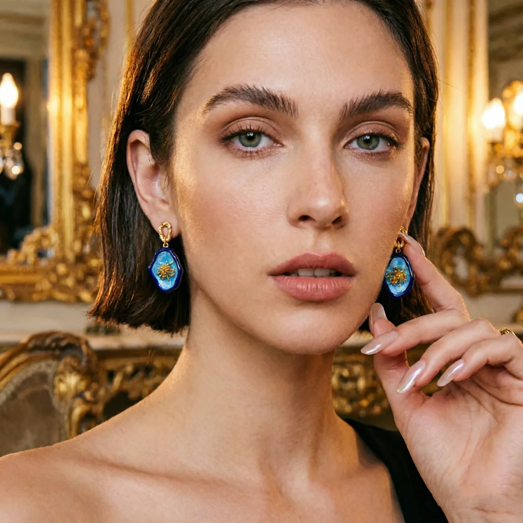 

Vintage Silver Needle Oval Pendant Bud Earrings Retro Court Style Studs with a Touch of Luxury and High-end Fashion Jewelry
