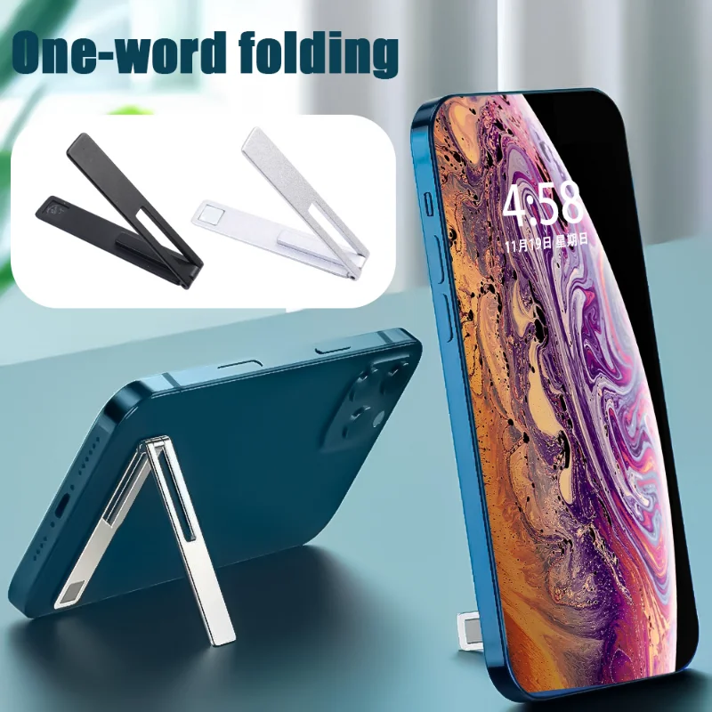 Magnetic Ultra Thin Foldable Mobile Phone Holder Bracket Metal Desktop Cell Phone Stander Phone Support Kickstand Universal