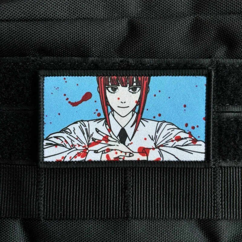 Makima Blood Morale Badge Anime Girl Eyes Character Patch Chainsaw Man Hook and Loop Printing Tactical Military Backpack Sticker
