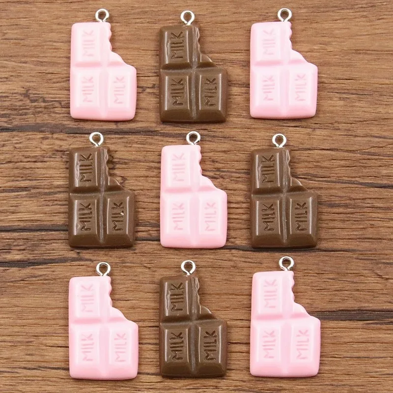 10Pcs 18*27MM 2 Color Resin Chocolate Dessert Food Charms For Necklace Bracelet Earring Diy Jewelry Making Accessories Keychain