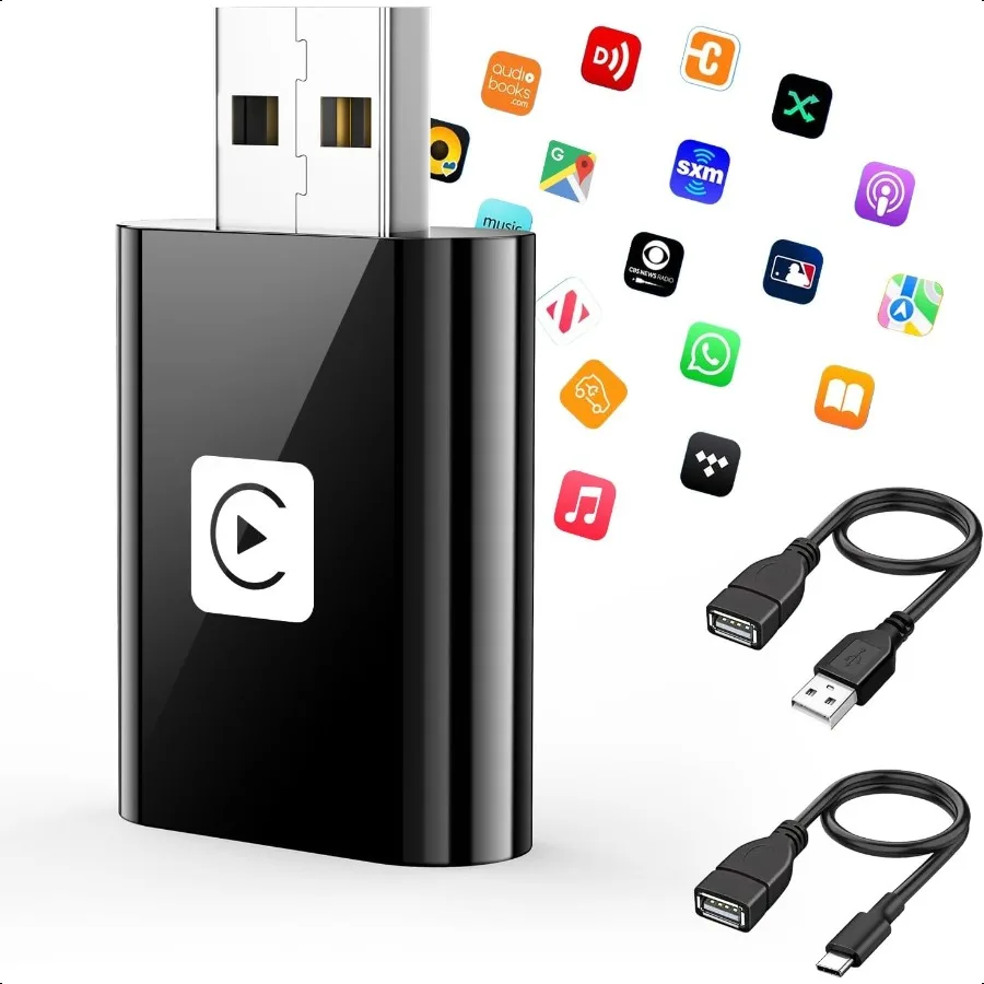 

Mini Wirel Carplay Adapter for iPhone 2025 2 in 1 Stable Universal Wirel carplay Adapter Fast Convert Factory Wired to Wirel Ca