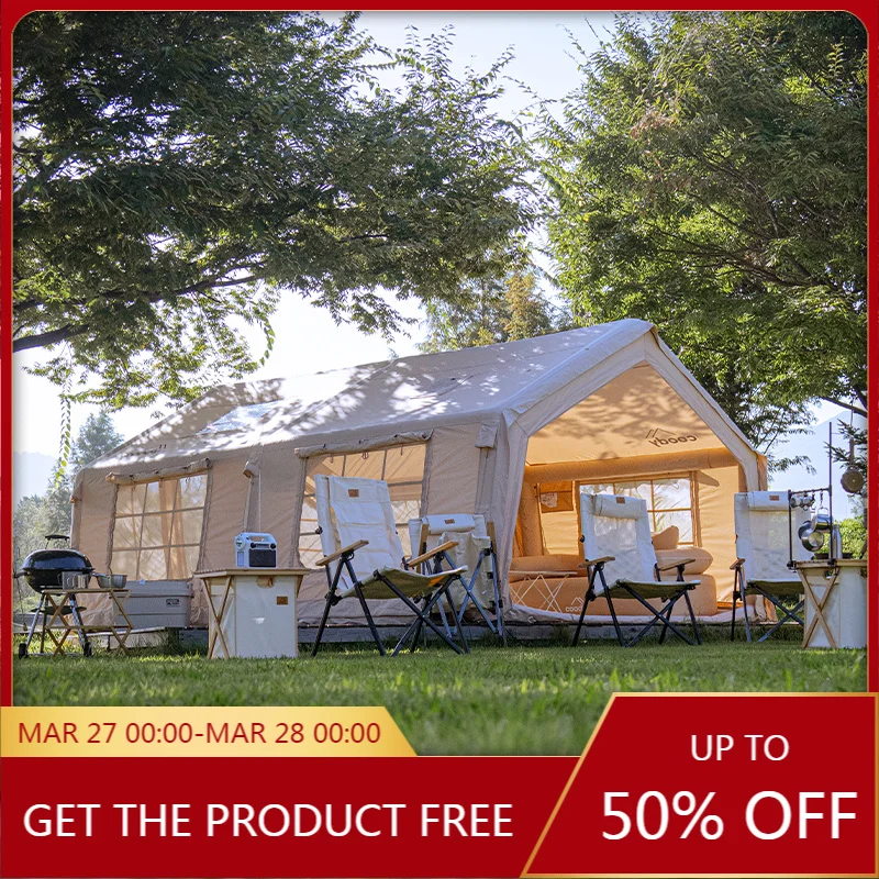 Coody Familia 17.2 Beige Inflatable Air Tent, 4-Season Luxury Large Glamping Tent for 5-8 People Family Travel Camping