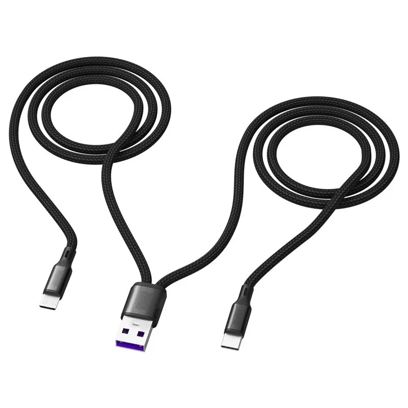 1.2m USB Charging Spliter Cable 2-in-1 Data Cord Type C Micro USB Fast Charging Cable Y Splitter 5A Fast Charging Cable