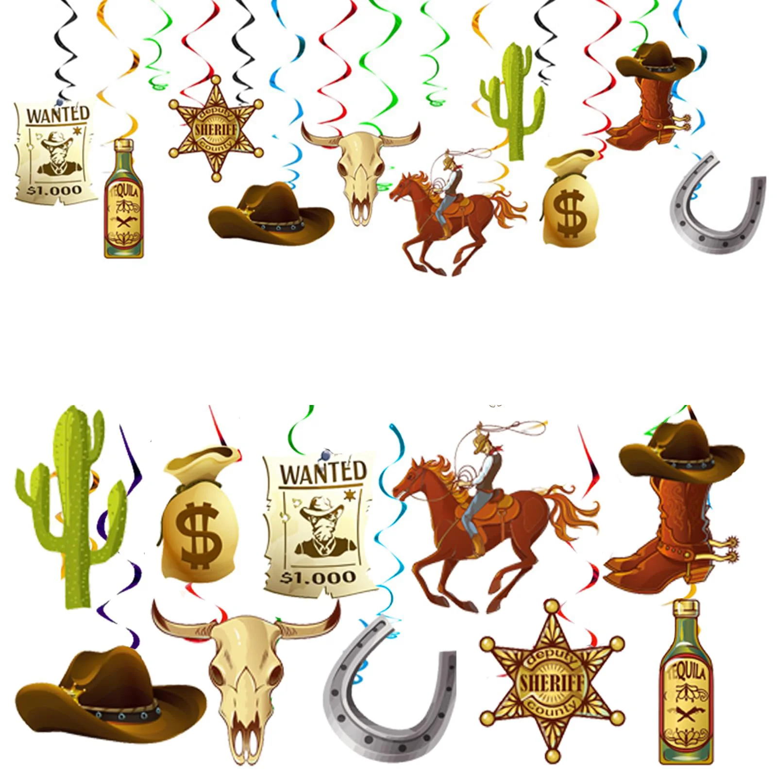 Wild West Cowboy Birthday Party Decoratios Cowboy Hanging Swirls Supplies Western Theme Birthday Party Favors