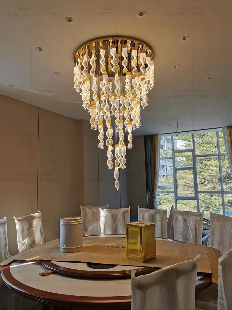 LED Chandelier Modern Minimalist Pendant Light Interior Decoration Light Suspended Lighting Fixtures Villa Staircase Chandelier