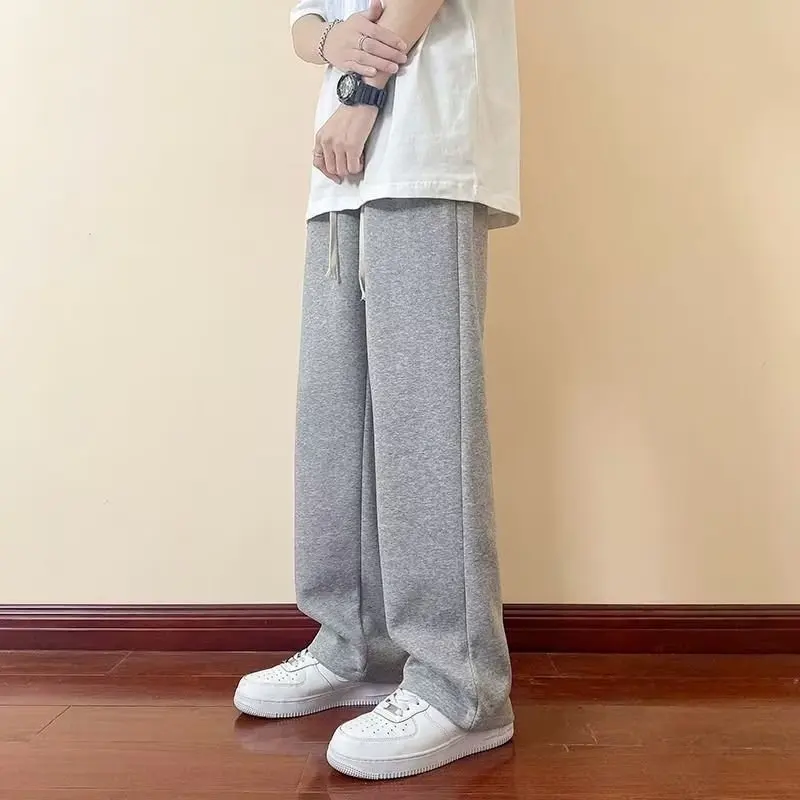 Spring New Men\'s Baggy Sweatpants Korean Fashion Y2k Streetwear Black Straight Wide Leg Pants Casual Trousers Men Clothing