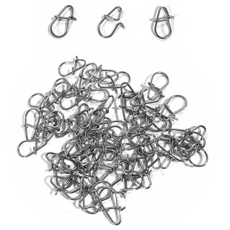 B*100Pcs 0 # 1 # 2 # 3 # Fishing Clips Fast Crankbait Snaps Fishing Lures Connectors Saltwater Fishing Duo Lock Lure Stainless