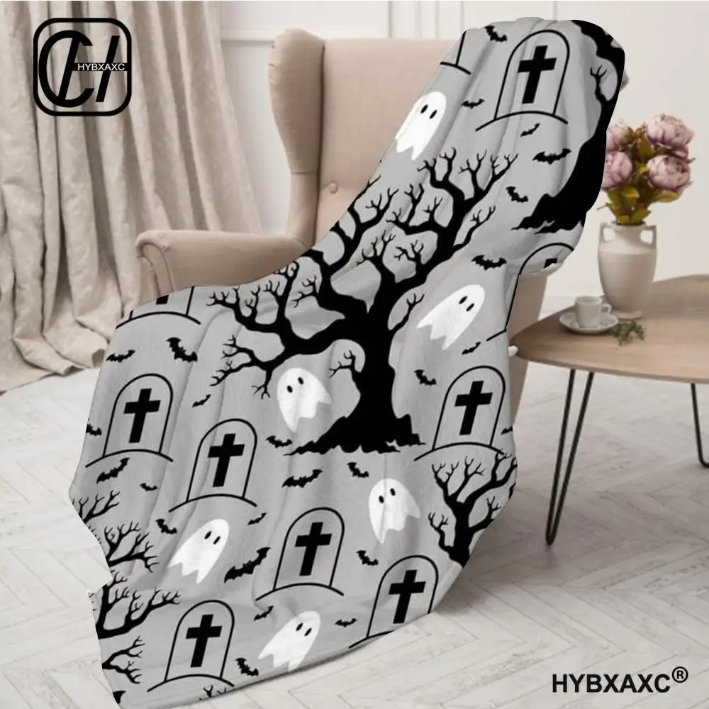 

Одеяло с призраком на Хэллоуин, эстетическое портативное домашнее путешествие, кемпинг, диван, пикник, толстое теплое фланелевое одеяло