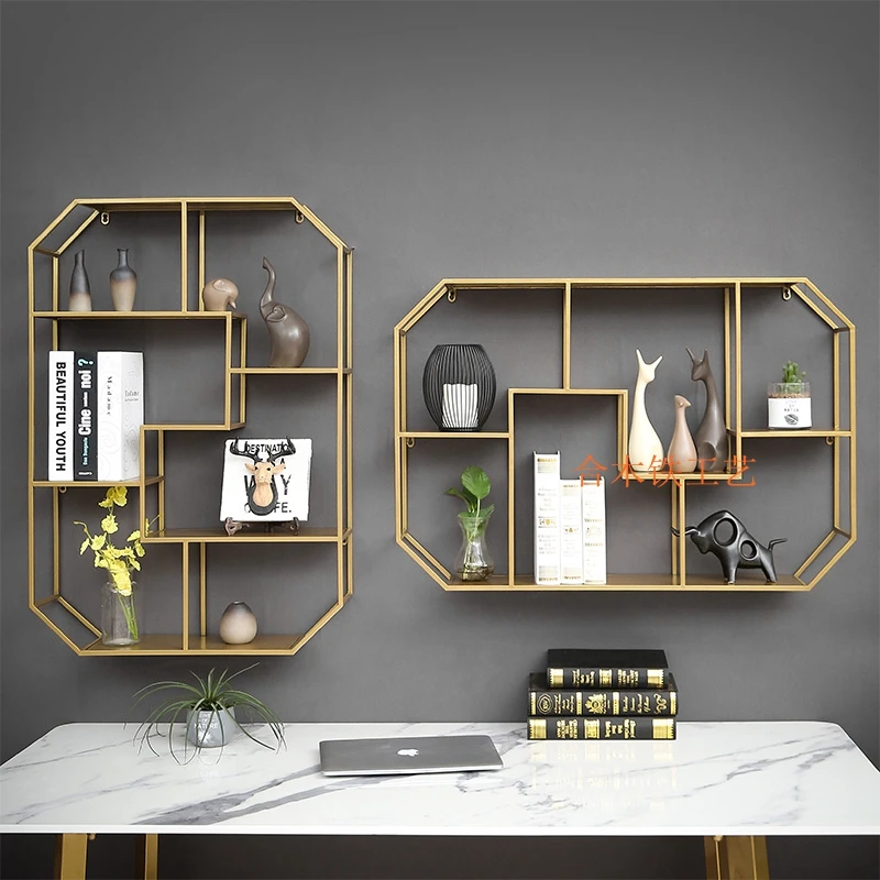 Wall Bookshelf Shelf Wall Hanging Wall Storage Cabinet Wall Creative Lattice Living Room Wine Rack Hanging Cabinet Wall Cabinet