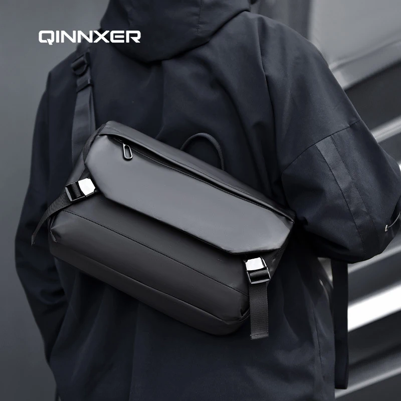 QINNXER Crossbody men waterproof cloth single one shoulder bag outdoor sports messenger trendy work clothes motorcycle backpack