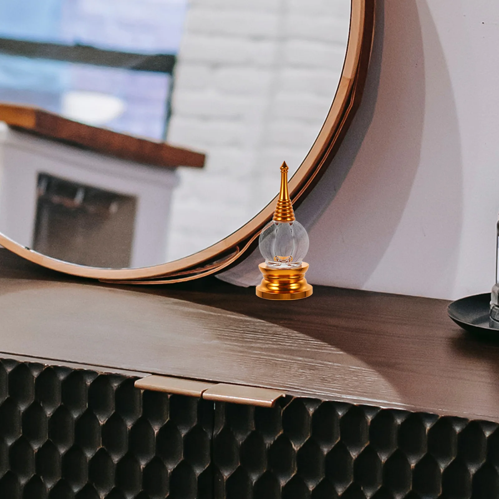 Buddhist Pagoda Statue Alloy Crystal Decor Meditation Office Desk Zen Room Buddhist Ornament Pagoda Decor