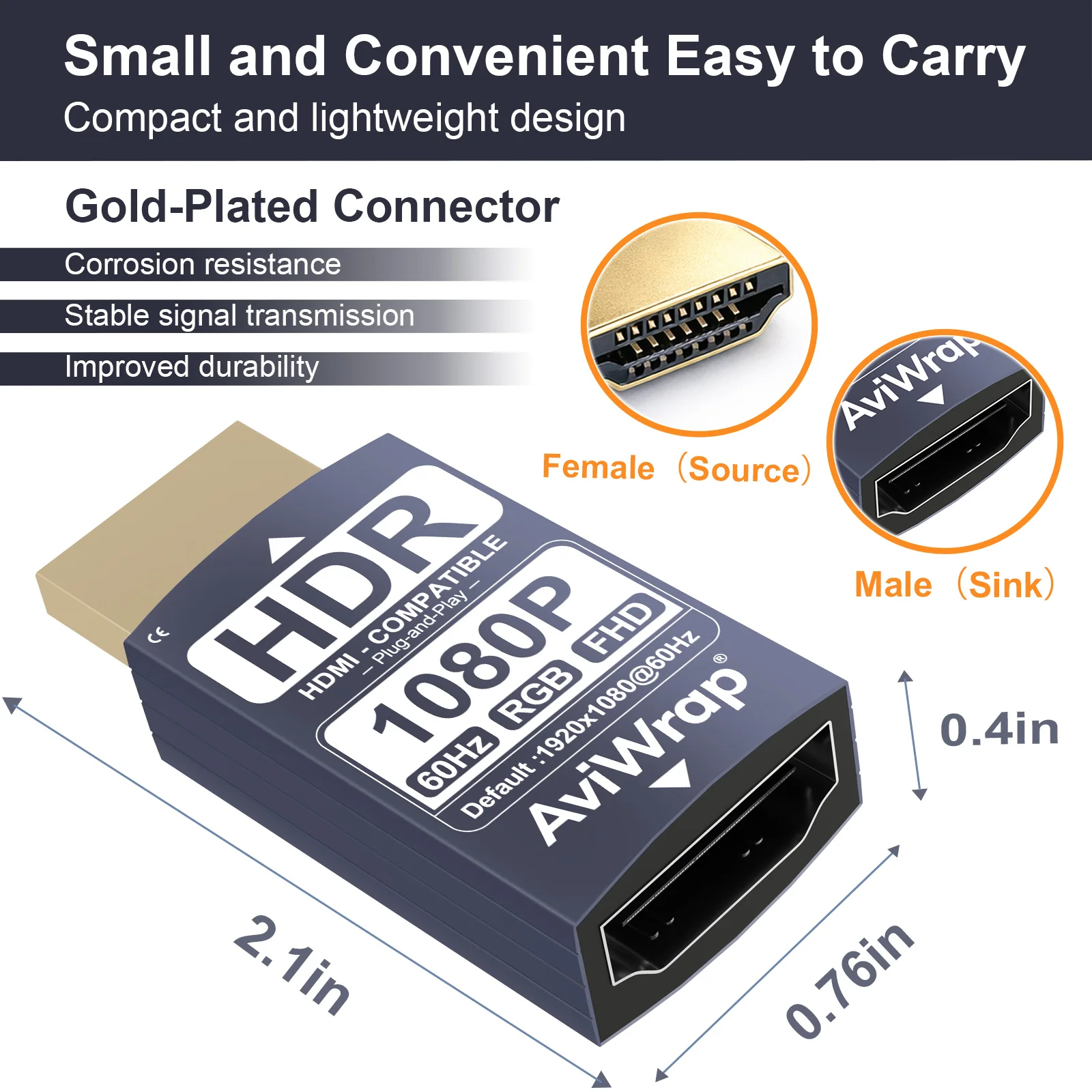 HDMI EDID Emulator Passthrough,1080p@60Hz Virtual Display,Reliable EDID Manager for HDMI Extender,KVM,AV Receiver & Splitter