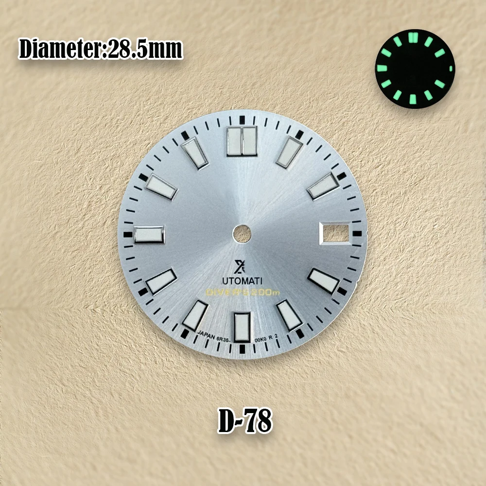 28.5mm Sunray Diver's Dial NH35 Dial C3 Green Luminous Suitable For NH35/NH36/7S Movement Watch Accessories with S Logo