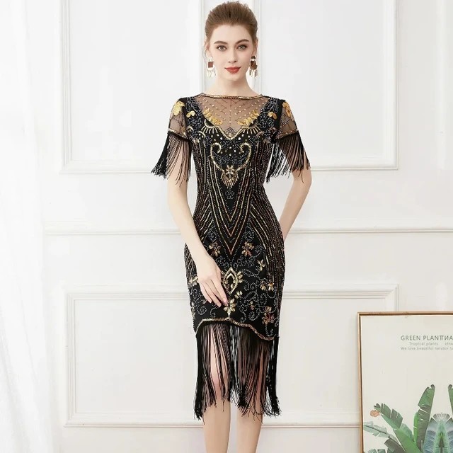 XXXL Flapper Dresses 1920s Gatsby Roaring 20s Sequin Beaded Dress Fringe Dress vestidos de mujer women clothing AliExpress 200000345