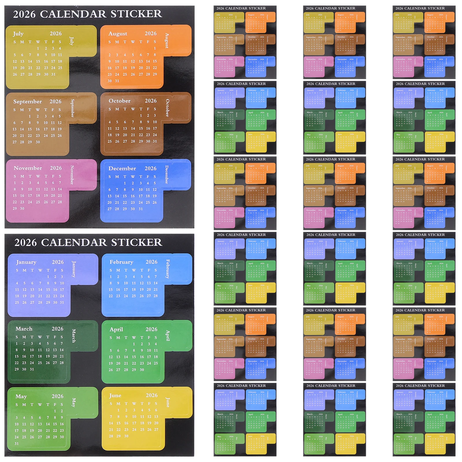 

12Set 2026 Monthly Calendar Stickers Adhesive Planner Tabs DIY Decorative Date Labels for Journal Notebook Scrapbook Scheduling
