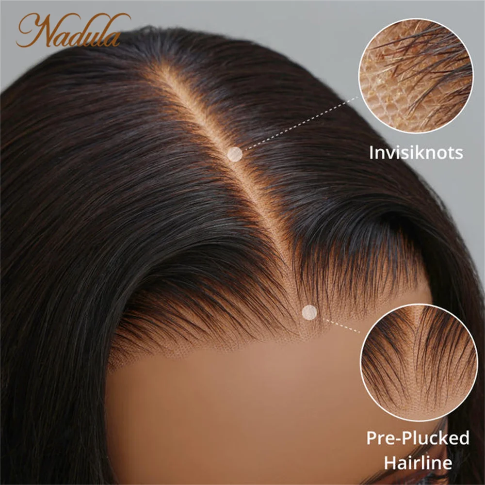 Nadula Hair 13X4 Pre Cut Lace Front Wig Reddish Brown Color Body Wave Wig With Babyhair Transparent Lace Wig Pre Bleach Knots