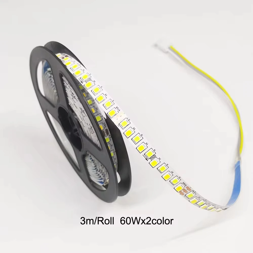 (3 نقاط لحام) 3 أمتار 2835-7 مم-200D 5B10C × 2 شريط LED مزدوج الألوان لإصلاح الثريات