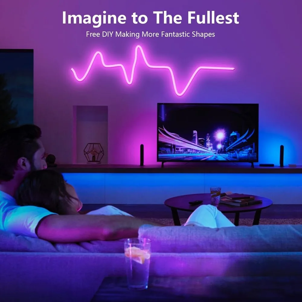 RGB Neon Light Strip 3.28ft, USB Powered, Touch Control, Flexible for Home Decor