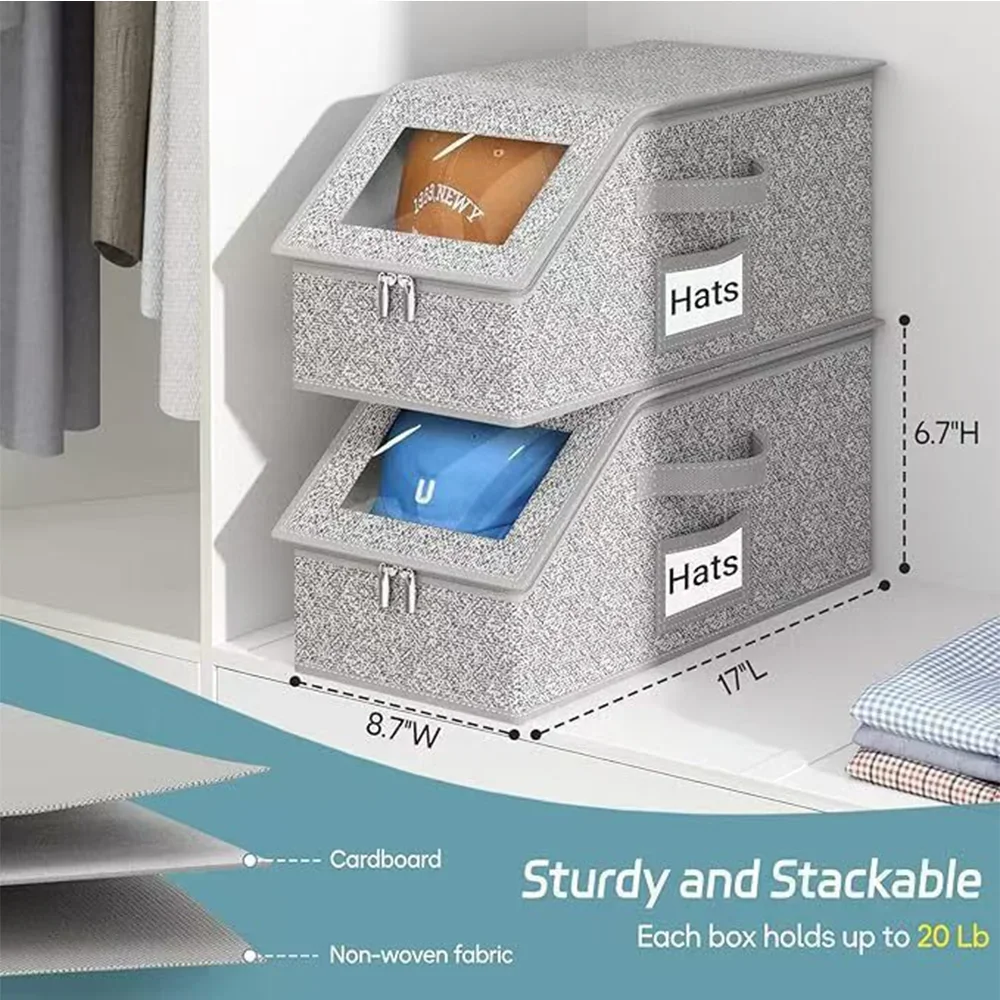 Multi-Function Foldable Baseball Cap Storage Box Large Capacity Dustproof Zipper Case with Lid for Hat Organizer