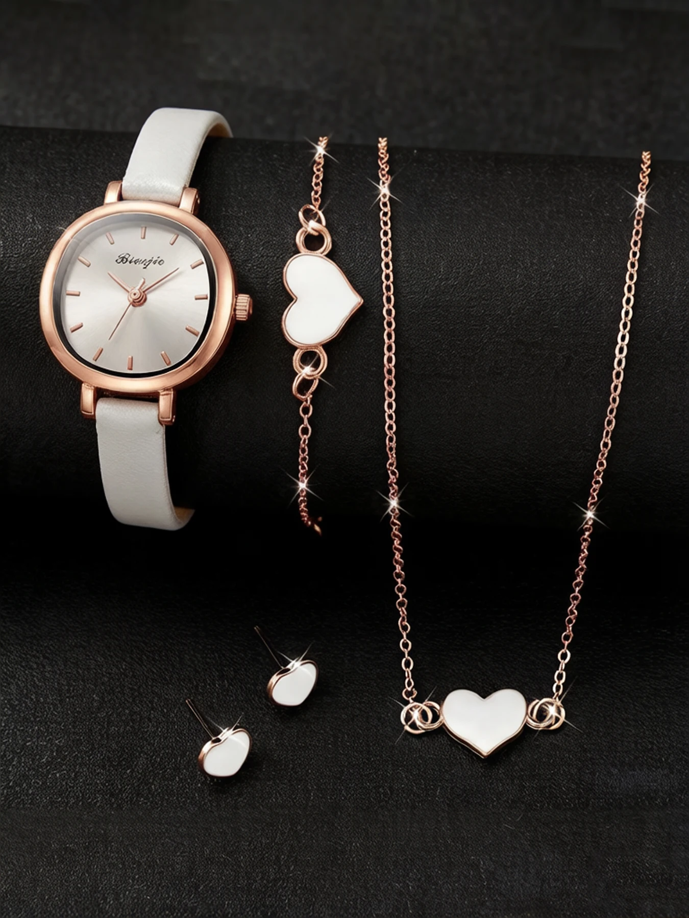 5-piece women's watch set with retro and trendy design, simple and fashionable square quartz watch set