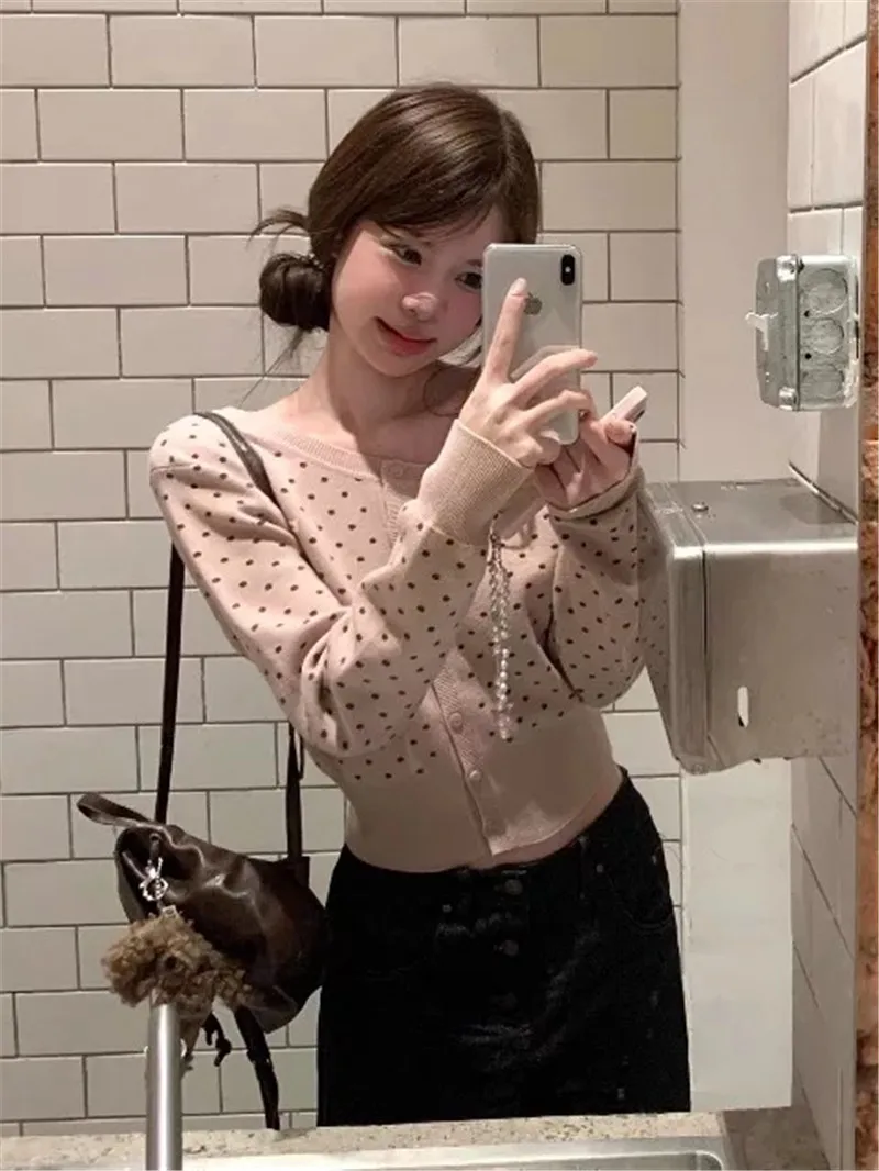 

Cardigans Graphic Sweaters Womens Fall Western-Style Fairycore High-Quality Fine Mohair Rib-Knit Regular Striped Heart Splice OL