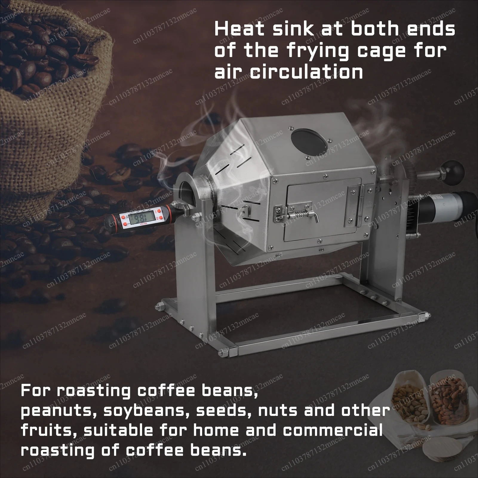 Fuel Gas Direct Fire Nuts Grain Soybean Beans Roaster 3.8L Electric Coffee Beans Roasting Baking Machine