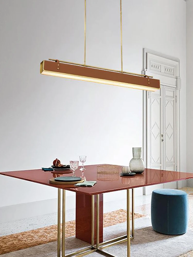 

Long Leathers Chandeliers Post-modern Minimalist Creative Designer Study Geometric Lines Living Room Dining Room Hanging Lights