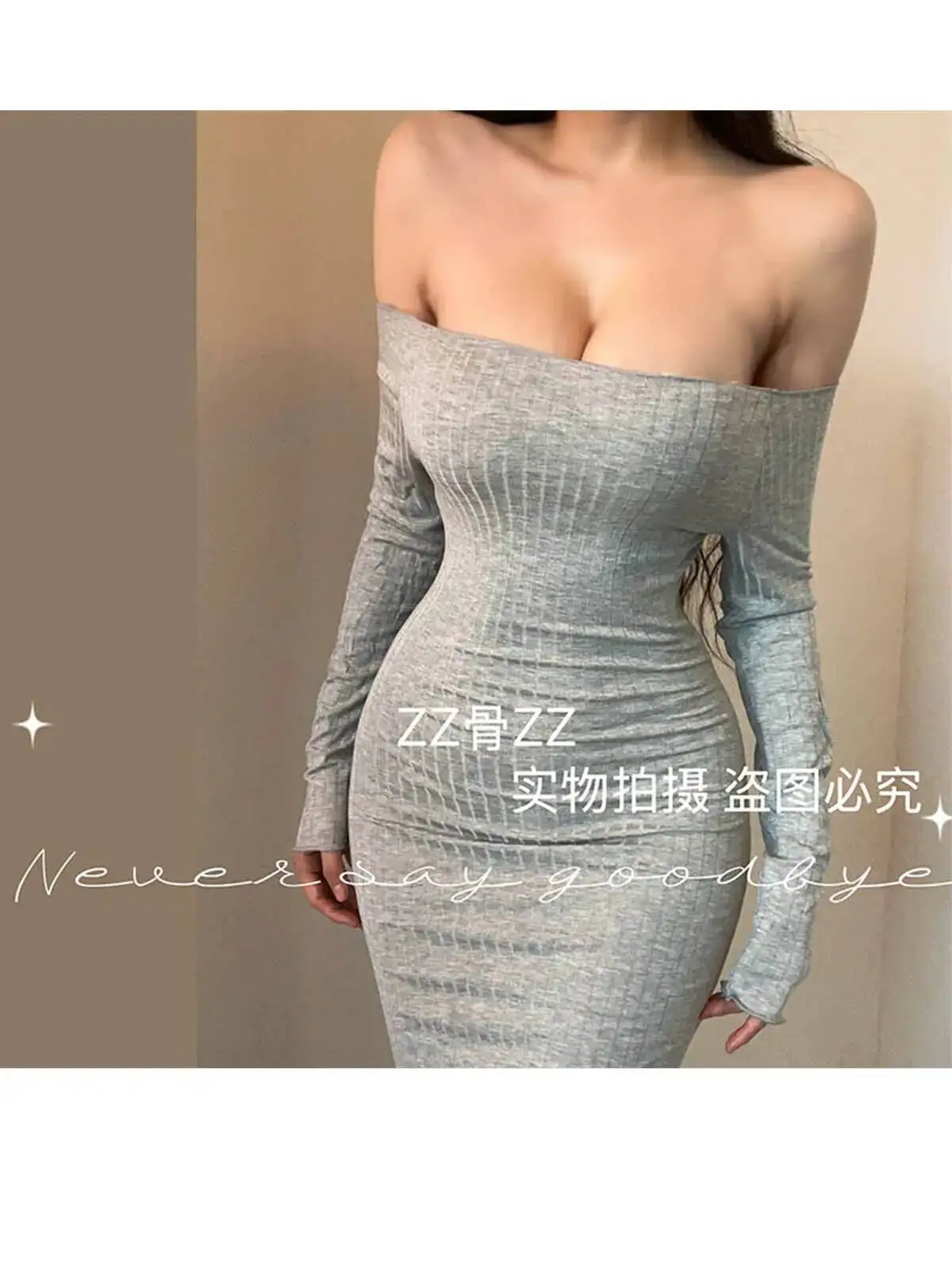 Lente Nieuwe Stijl Elegante vrouwen Een Schouder Elastische Heup Wikkelen Lange Mouw Jurk Kant Zoete Mode Vrouwen Mini Jurk 64E4