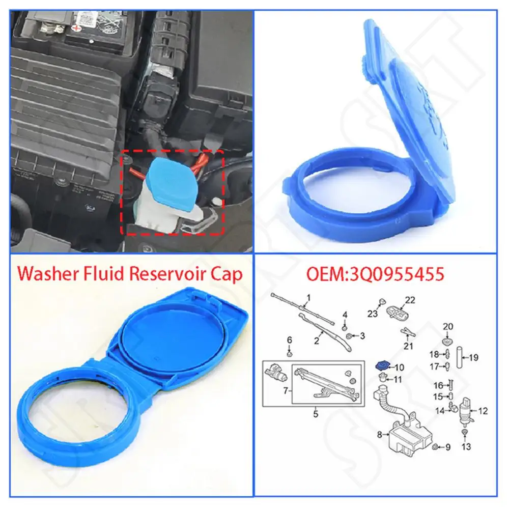 

Fits for Audi Q3 F3 45 TFSI Quattro Q2 GA TFSI TDI 1.0L 1.4L 2.0L Car Front Windshield Washer Fluid Reservoir Cap 3Q0955455