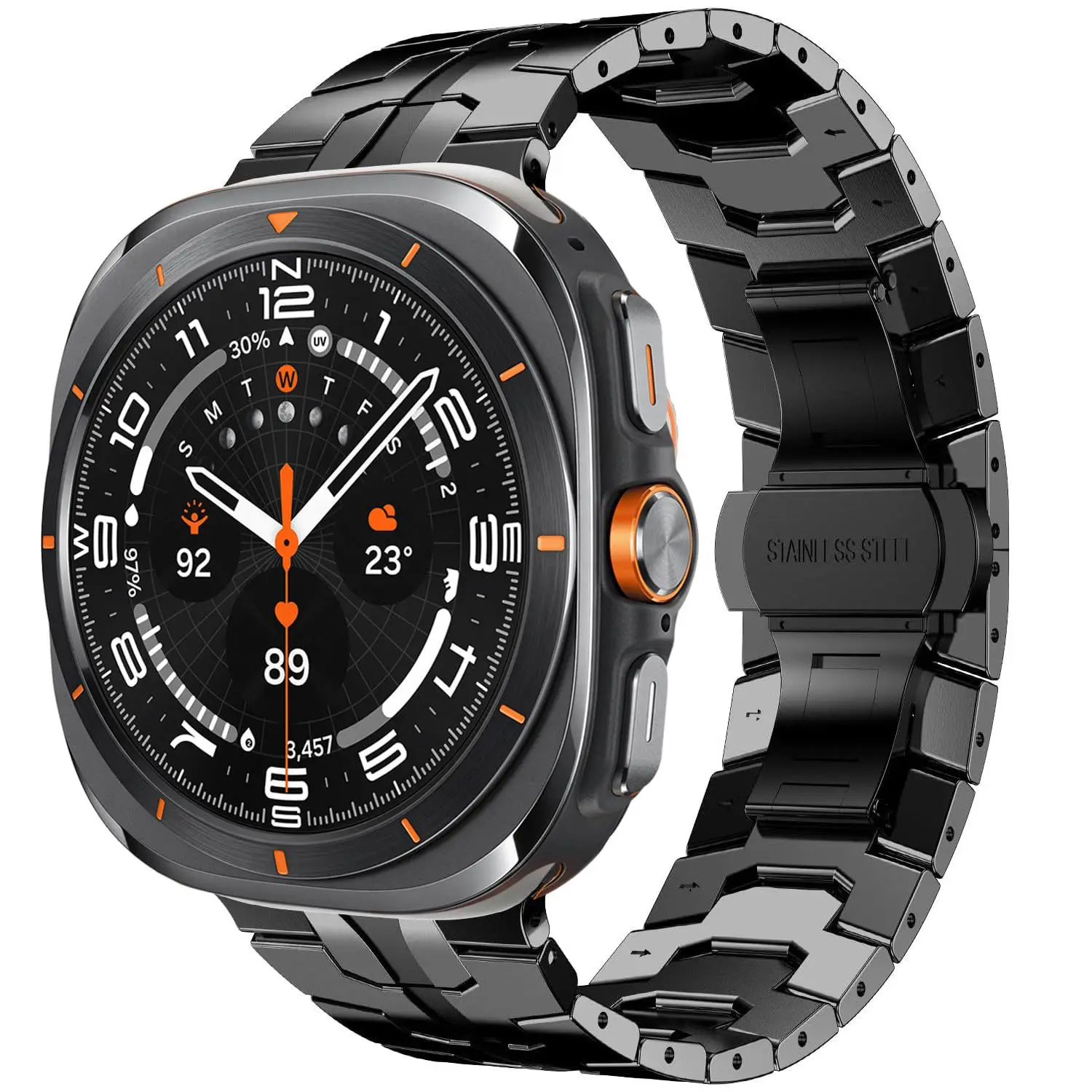 Luxuriöses Edelstahlarmband für Samsung Watch8, Butterfly-Schnalle, Metall, gepanzertes Samsung Ultra-Armband – Detail 5