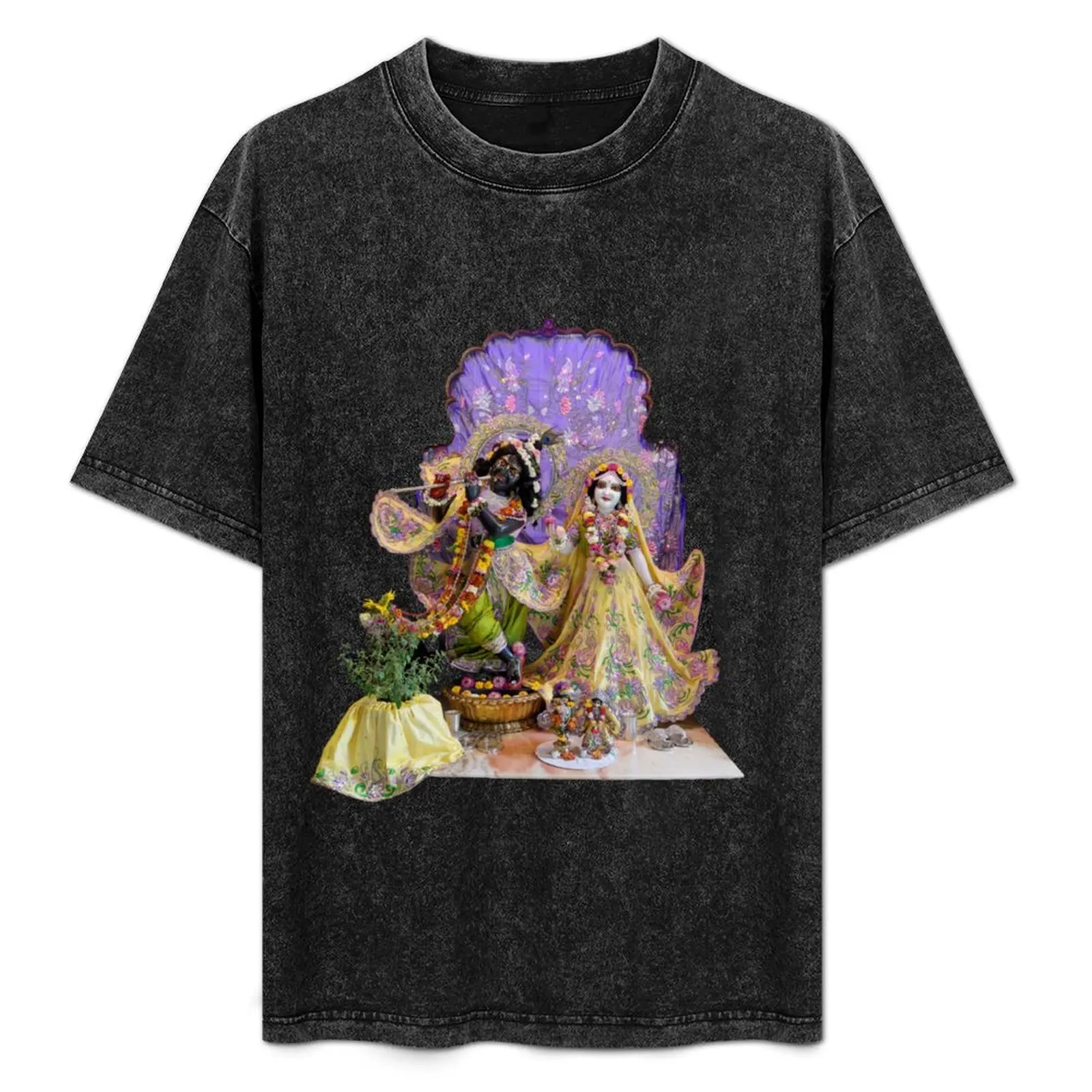 Camiseta Radha Govinda Madhava y Tulsi de New Mayapura, camiseta básica transpirable de color liso