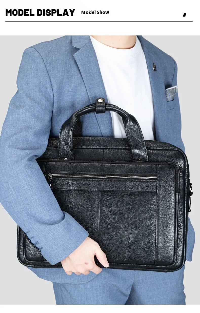 New Arrival Leather Briefcase for Men, 16 Inch Business Handbag with Cowhide Material