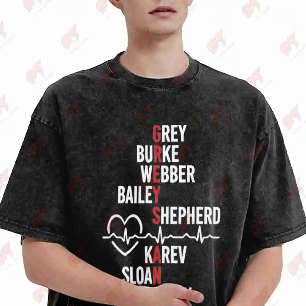 Greys Cast Vintage Vintage Washed Tee Pure Cotton T-Shirt