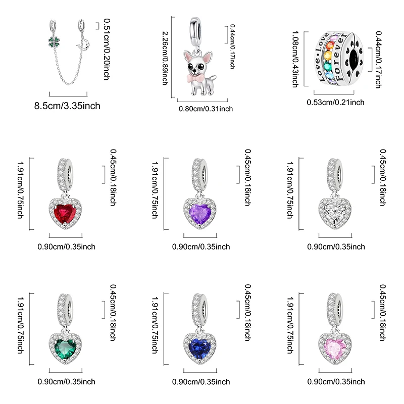 925 Sterling Silver Barbell Cute Pink Puppy Charms Beads  Diy Bracelet Necklace Making Gift Of High Quality Fine Jewelry