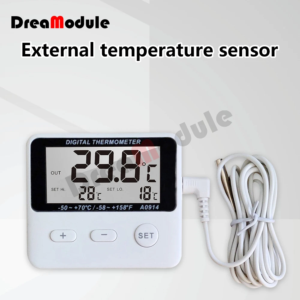 Digital Weather Station Thermometer Hygrometer Alarm Temperature Humidity Meter LCD Indoor Outdoor Wired External Sensor Tester