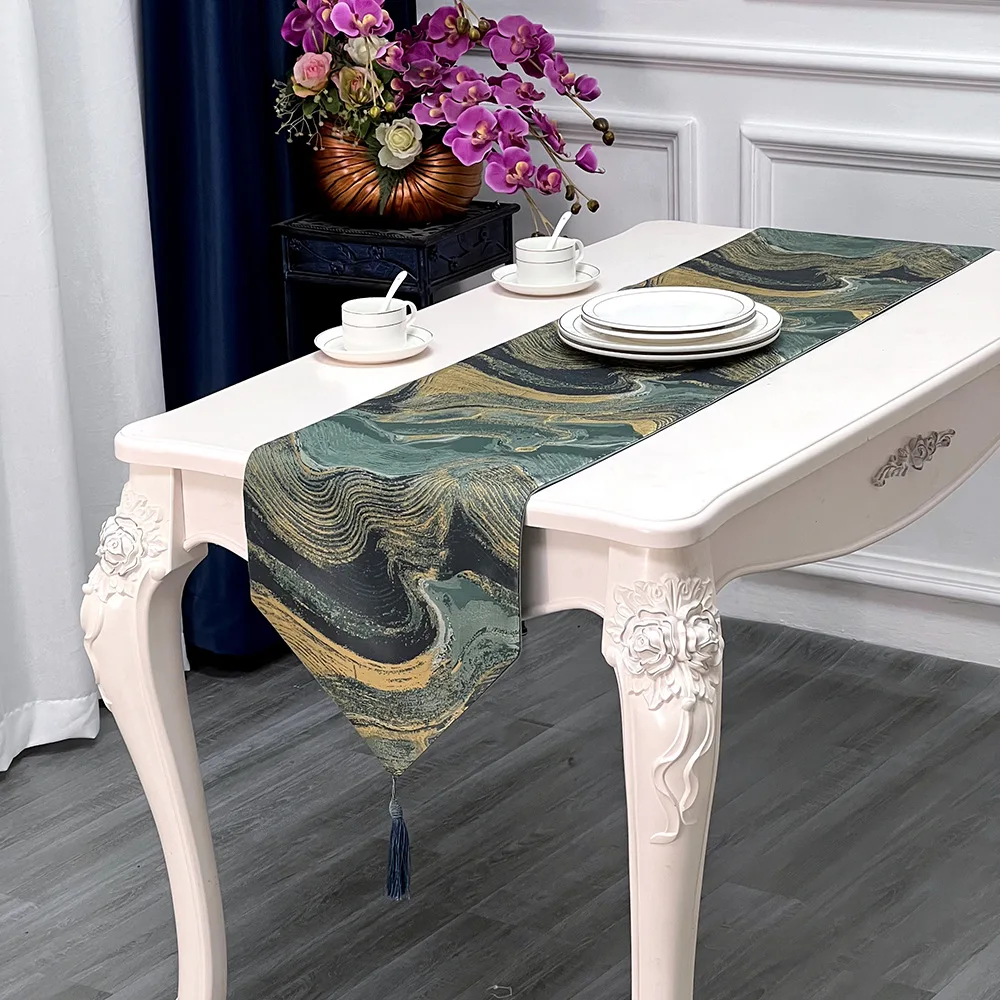 Classical Chinese Style Geometric Abstract Dining Table Cover Towel Fashion Home Decoration Table Runner Bedroom Bed Tail Runner