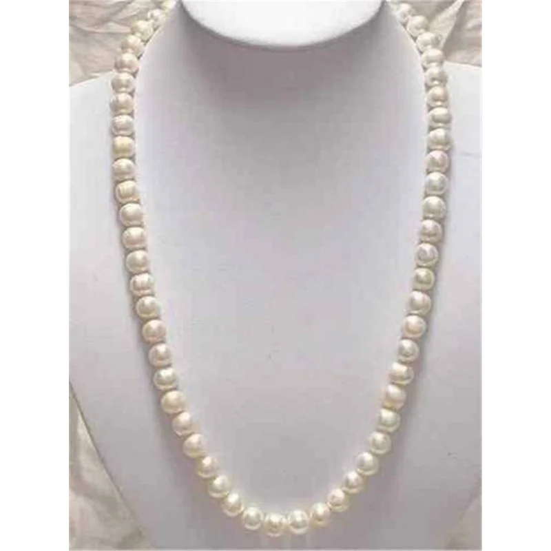 Real Natural 7-8mm White Freshwater Cultured Pearl Beads Nelace