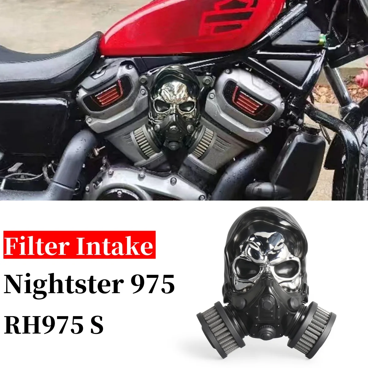

Воздухоочиститель с высоким потоком черепа, система очистки воздушного фильтра мотоцикла, впускной комплект для Harley Nightster 975 RH975 S 2022 2023 2024 2025
