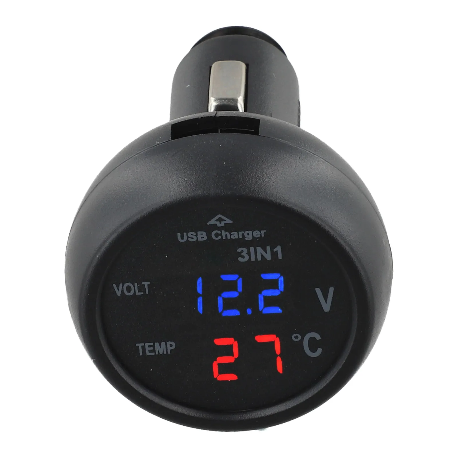 3 in 1 Digital Car Monitor with Voltage Reading Temperature Display and USB Power Output Designed for 12V and 24V Automotive Use